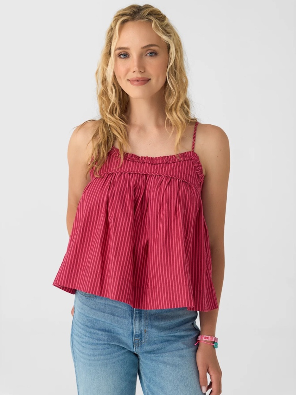 Damson Madder Flynn Red Plum Berry Camisole Swing Top Organic Cotton Summer